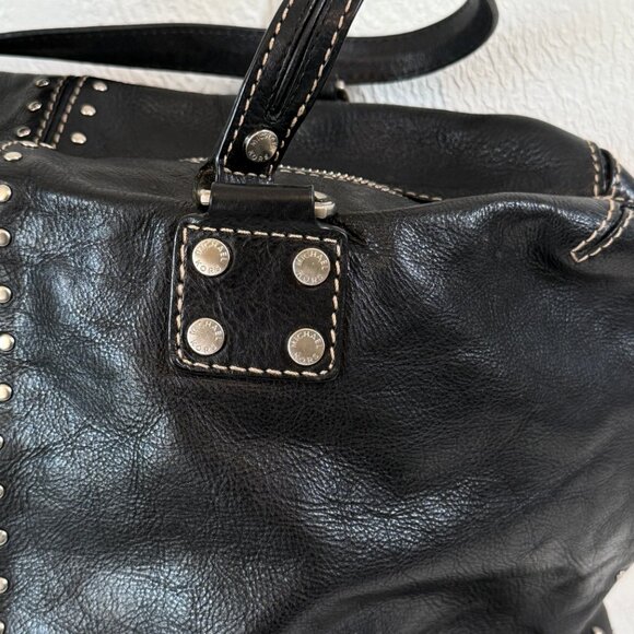 Michael Kors Astor Black Leather Tote Silver Studded Zip Shoulder Bag - Picture 10 of 16